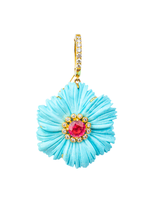 Azurea - Turquoise, Tourmaline and Diamond Pendant in 18K Yellow Gold